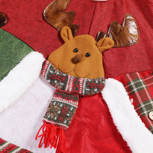 Rustic Burlap Christmas Tree Skirt – Santa, Snowman & Reindeer Design  Cozy Farmhouse Holiday Tree Mat (90cm)