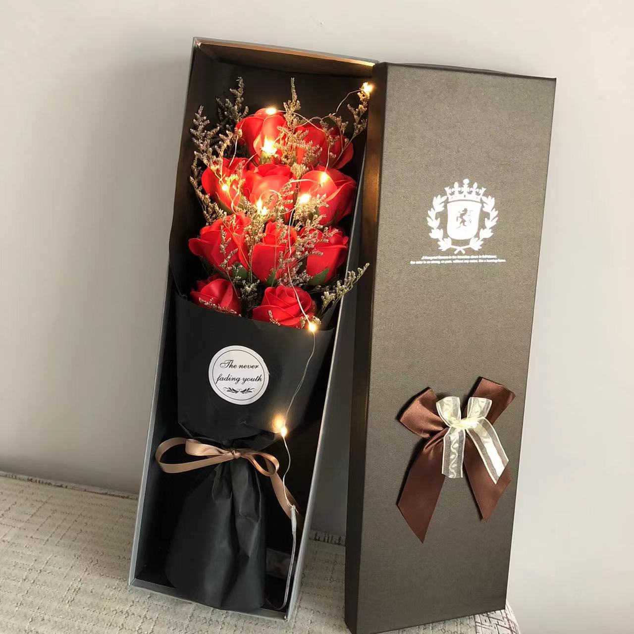 ✨ Long Rose Gift Box with LED Lights – A Luxury Valentine Surprise 🌹💡
