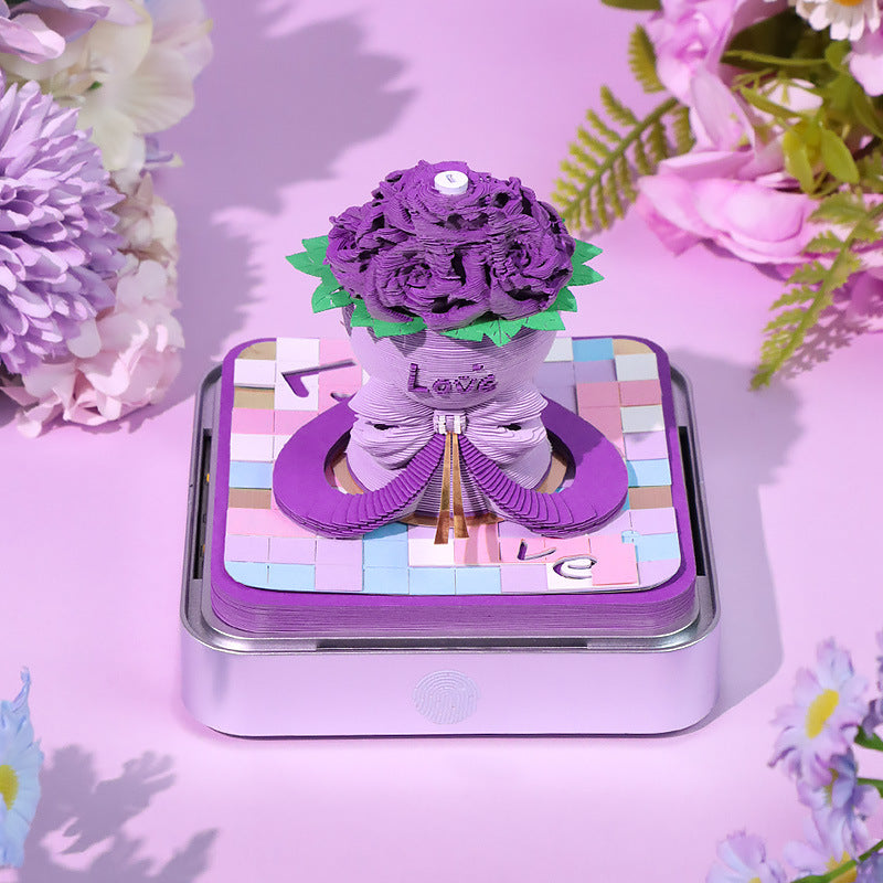 3D Rose Paper Sculpture Calendar Sticky Notes