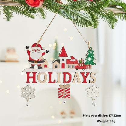 ✨ Wooden “CHRISTMAS” Hanging Ornament – Rustic Holiday Decoration with Santa, Reindeer & Snowman  Perfect for Tree, Wall & Mantel Decor ❄️