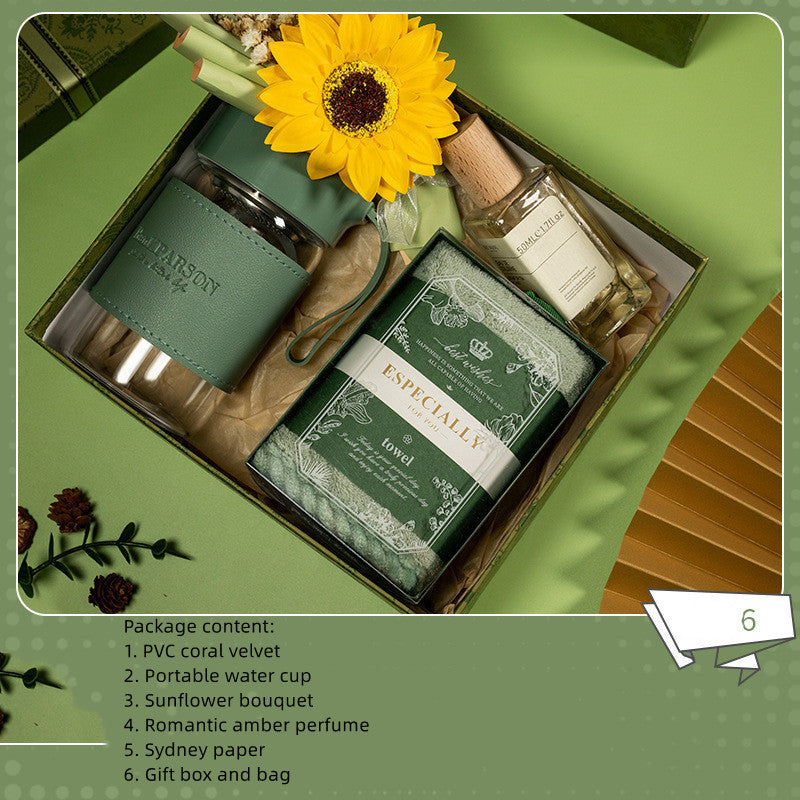 Luxury Business & Wedding Gift Set 💍 | Elegant Green Box with Scented Candle, Soap & Flower for Her & Him 🌿✨