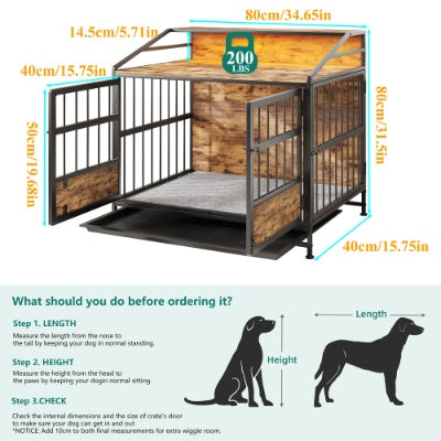 Modern Wooden Dog Crate Furniture with Storage – Double Door Pet Kennel for Large & Medium Dogs