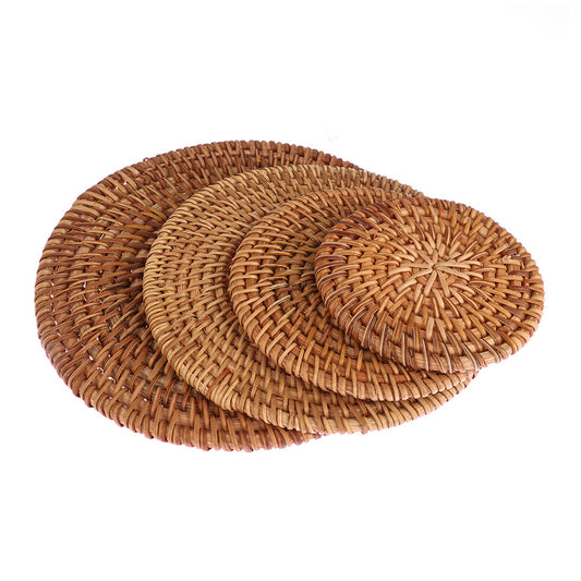 ☕ Handwoven Rattan Charm Coasters — Natural, Eco-Friendly & Perfect for Boho Tablescapes 🌾✨