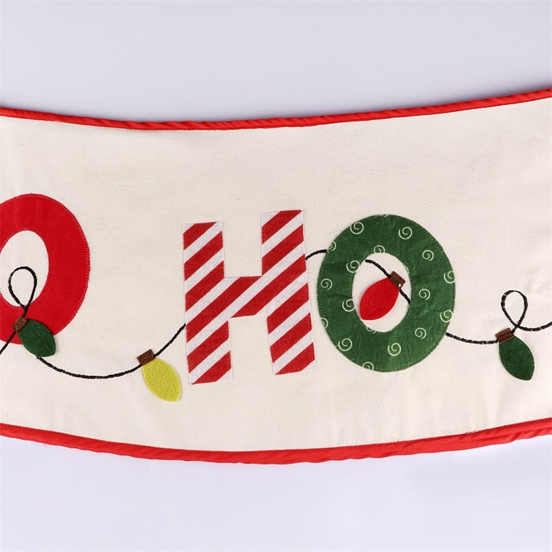 ✨ “Ho Ho Ho” Christmas Tree Skirt – White & Red Holiday Tree Base Mat with Festive Lights Design