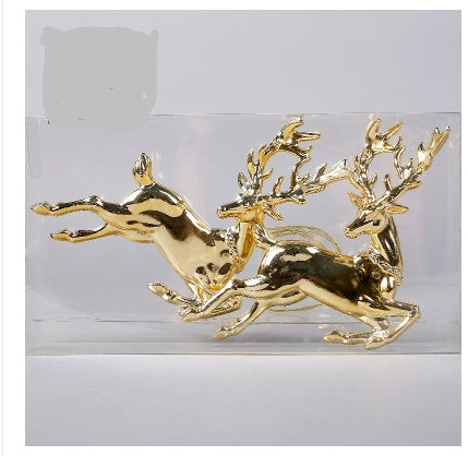 Cute Reindeer & Gingerbread Christmas Ornament Set  Modern Metallic Baubles & Star Charms for Tree Decoration