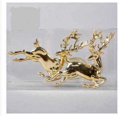 Cute Reindeer & Gingerbread Christmas Ornament Set  Modern Metallic Baubles & Star Charms for Tree Decoration