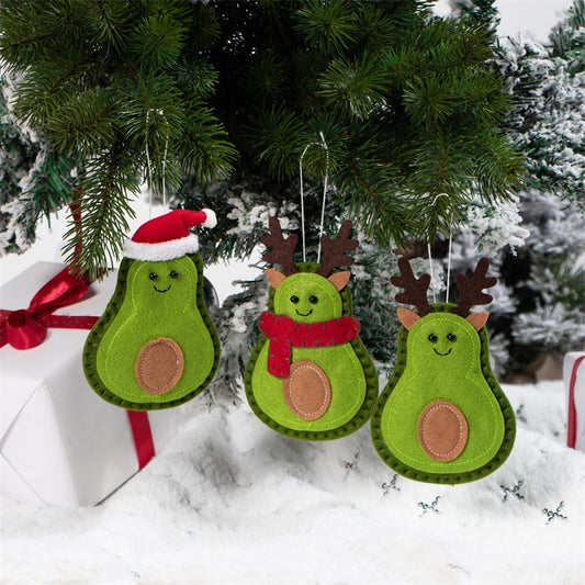 ✨ Cute Avocado Felt Christmas Tree Ornaments – Fun Holiday Hanging Décor Set  Perfect for Kids, Families & Food Lovers