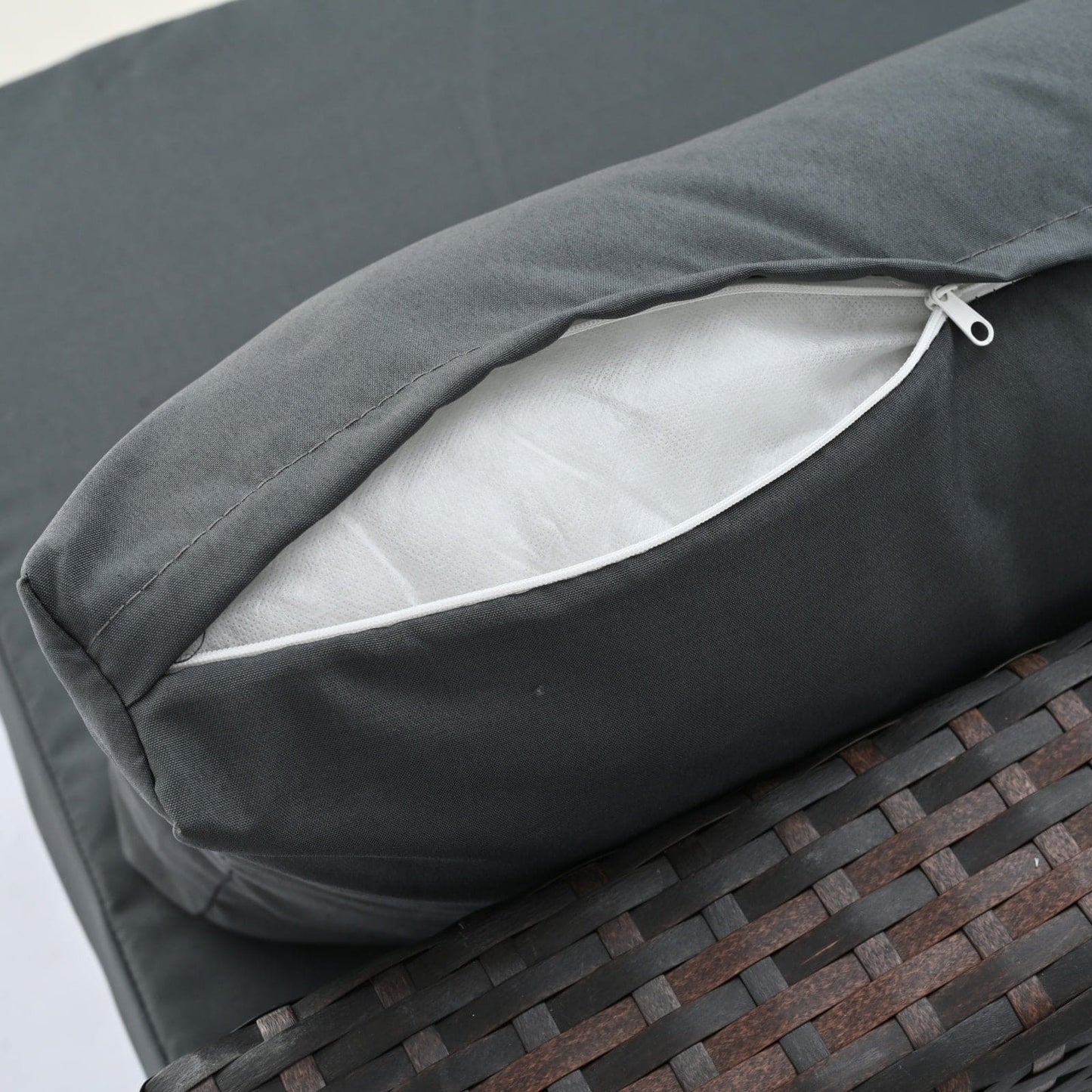 🖤 Noir Haven Rattan Lounge Set — 5-Piece Handwoven Outdoor Sofa with Cushions & Glass-Top Table ☀️✨