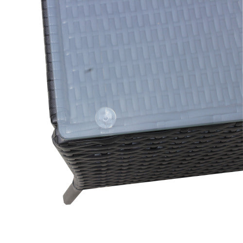 🌸 Garden Grace Rattan Conversation Set — 4-Piece Outdoor Lounge with Black Wicker Frame & Beige Cushions ☕✨