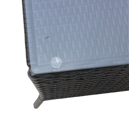 🌸 Garden Grace Rattan Conversation Set — 4-Piece Outdoor Lounge with Black Wicker Frame & Beige Cushions ☕✨