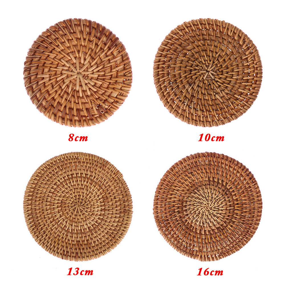 ☕ Handwoven Rattan Charm Coasters — Natural, Eco-Friendly & Perfect for Boho Tablescapes 🌾✨
