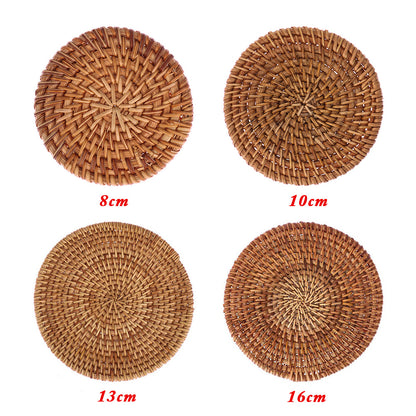 ☕ Handwoven Rattan Charm Coasters — Natural, Eco-Friendly & Perfect for Boho Tablescapes 🌾✨