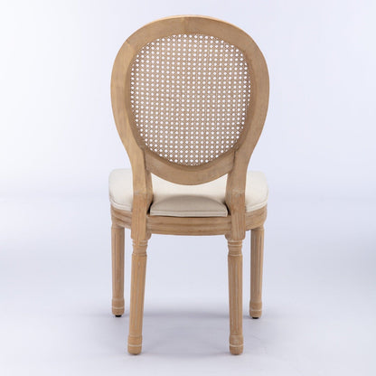 Charm Rattan Dining Chair (Set of 2) — French Vintage Elegance with Linen Comfort & Solid Wood Craftsmanship ✨🍽️