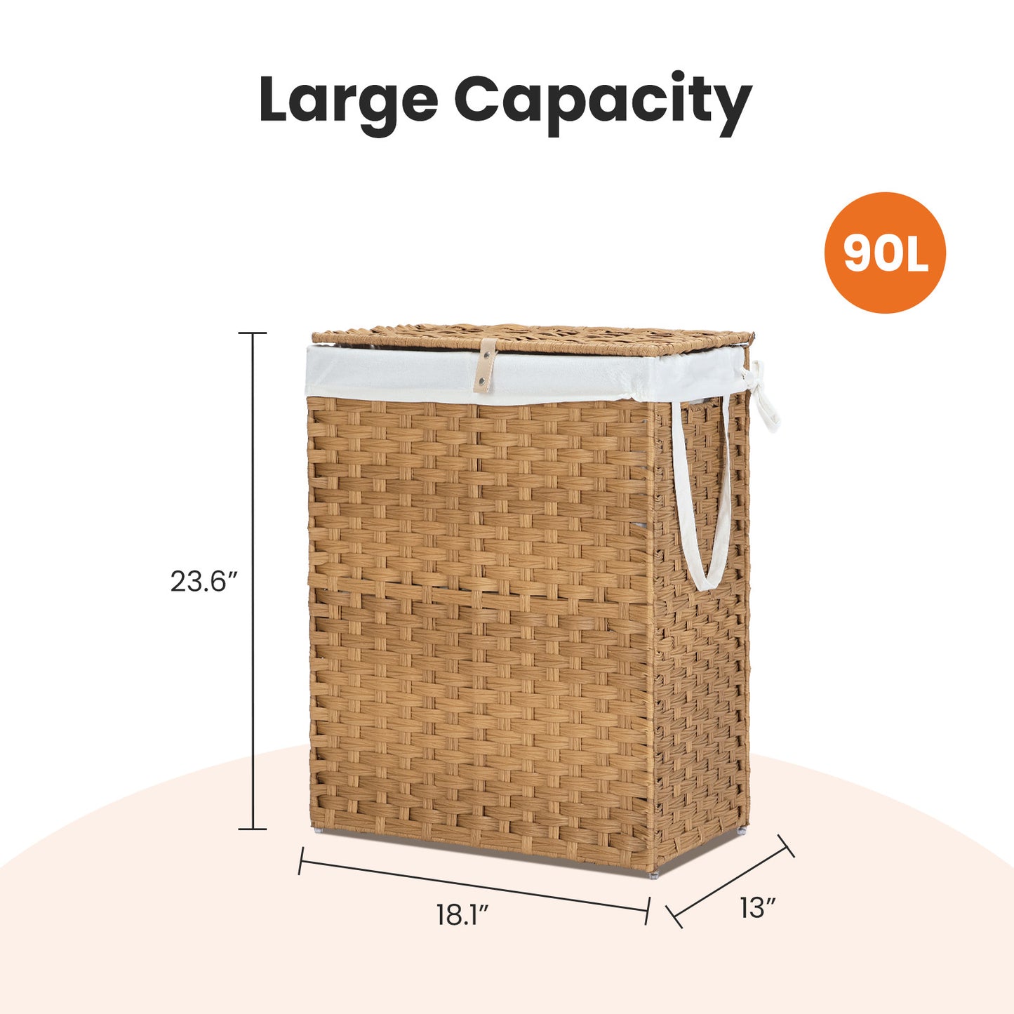 ✨ Handwoven Rattan Laundry Basket with Lid | 110L Foldable Storage Hamper with Handles & Removable Liner