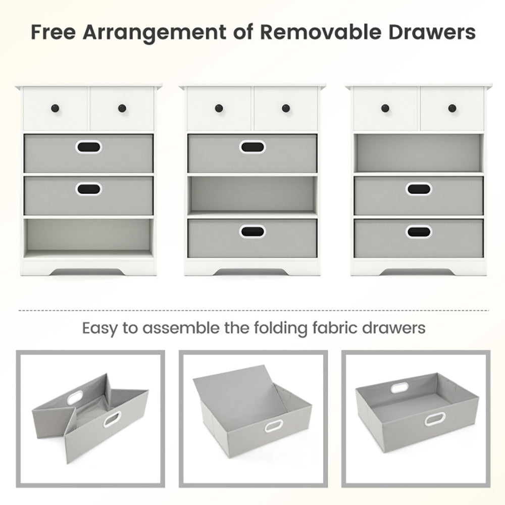 Modern 4-Drawer Dresser with Open Storage Shelves – Multi-Purpose Bedroom Chest Organizer
