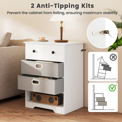 Modern 4-Drawer Dresser with Open Storage Shelves – Multi-Purpose Bedroom Chest Organizer