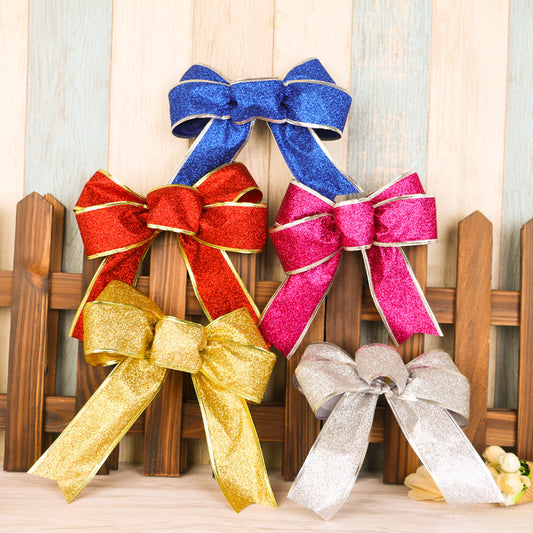 Luxury Christmas Velvet Ribbon Bows – Elegant Glittered Tree & Gift Décor Set ✨