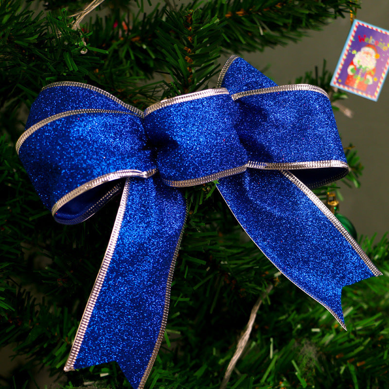 Luxury Christmas Velvet Ribbon Bows – Elegant Glittered Tree & Gift Décor Set ✨