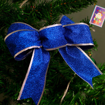 Luxury Christmas Velvet Ribbon Bows – Elegant Glittered Tree & Gift Décor Set ✨