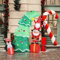6FT Inflatable Santa & Penguin Christmas Tree with Built-in LED Lights – Fun Outdoor Holiday Yard Décor