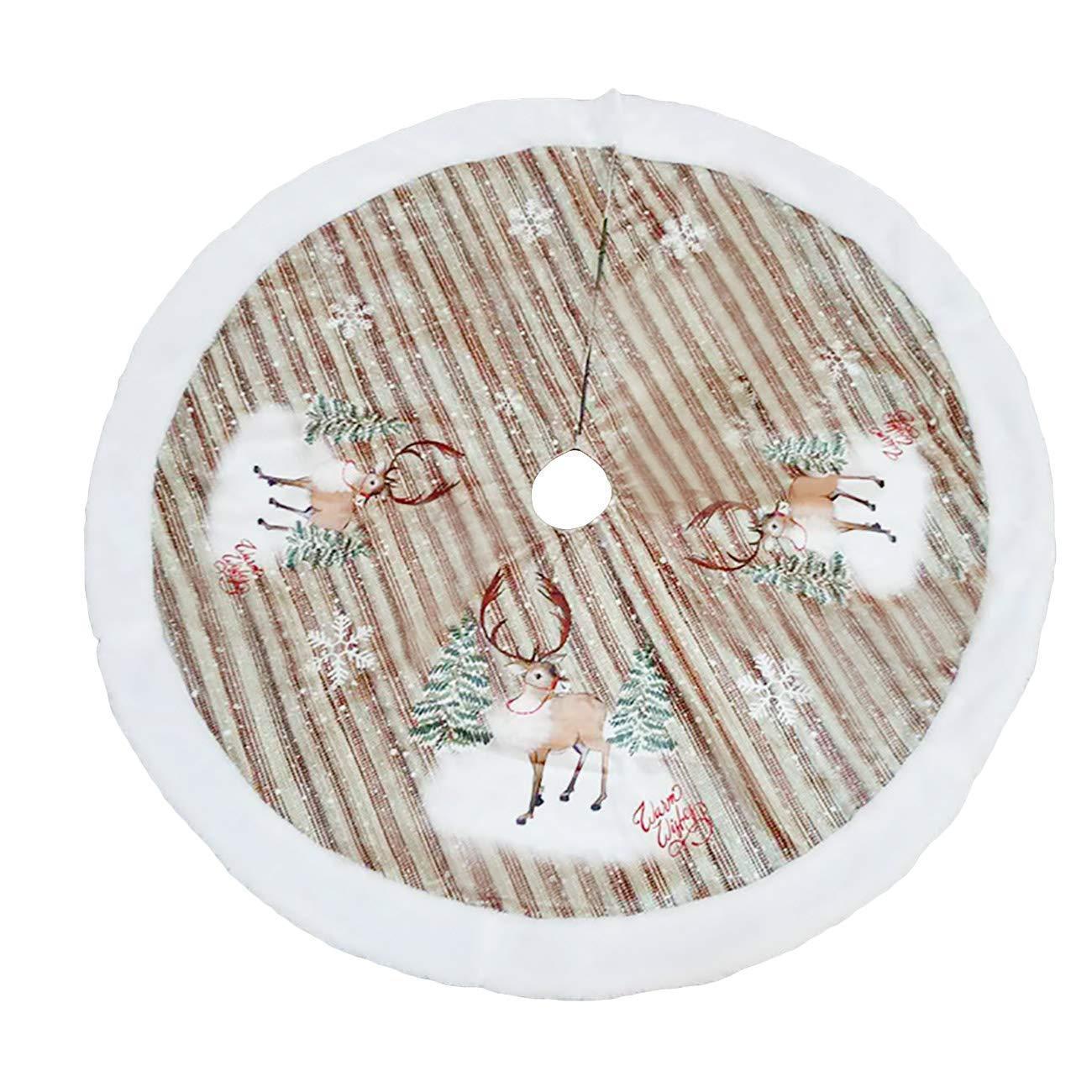 ✨ Flannel Christmas Tree Skirt – Santa Claus & Snowflake Print Cozy Tree Bottom Mat for Holiday Home Décor ❄️