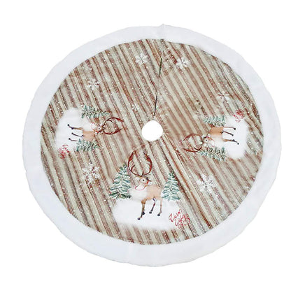 ✨ Flannel Christmas Tree Skirt – Santa Claus & Snowflake Print Cozy Tree Bottom Mat for Holiday Home Décor ❄️