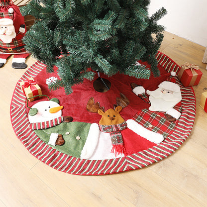 Rustic Burlap Christmas Tree Skirt – Santa, Snowman & Reindeer Design  Cozy Farmhouse Holiday Tree Mat (90cm)