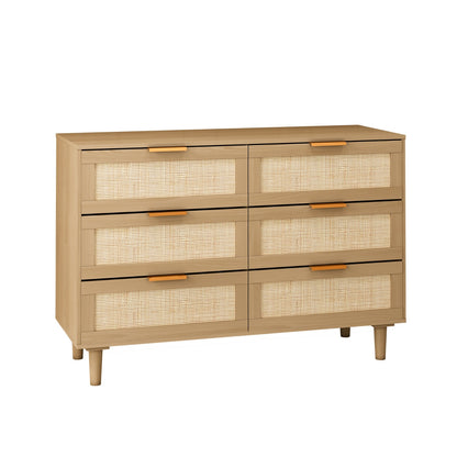Rattan Luxe 6-Drawer Dresser — Handwoven Elegance Meets Modern Oak Sophistication 🌾✨