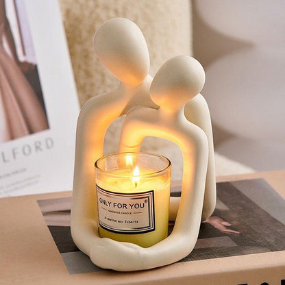 Loving Couple Resin Statue Candle Holder