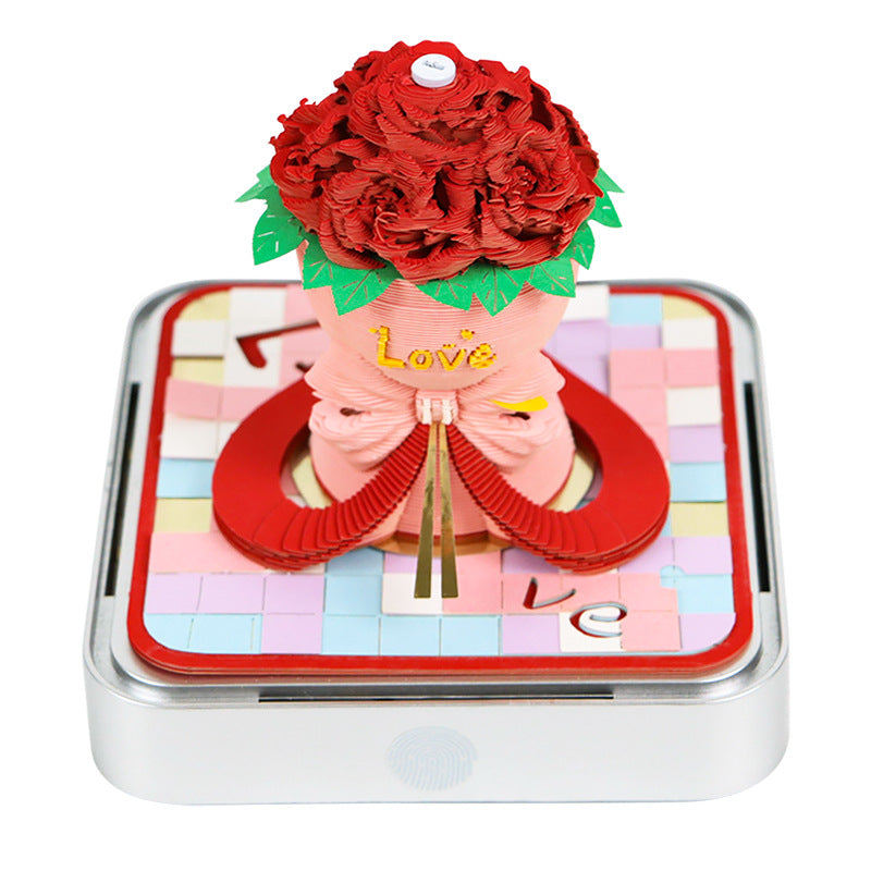 3D Rose Paper Sculpture Calendar Sticky Notes