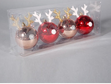 Cute Reindeer & Gingerbread Christmas Ornament Set  Modern Metallic Baubles & Star Charms for Tree Decoration