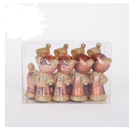 Cute Reindeer & Gingerbread Christmas Ornament Set  Modern Metallic Baubles & Star Charms for Tree Decoration