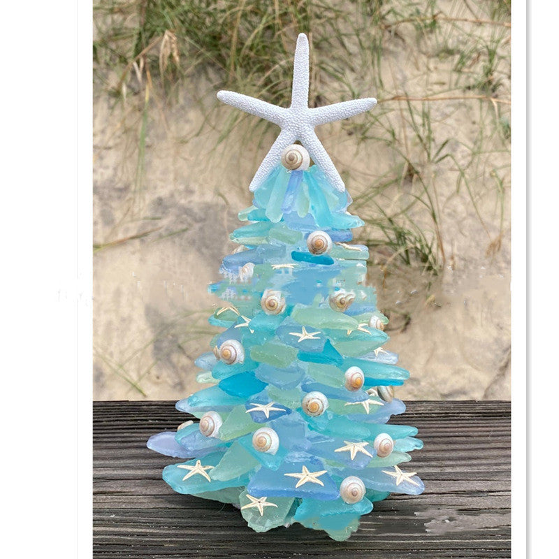 Ocean Blue Glass Christmas Trees – Elegant Coastal Holiday Decorations ✨