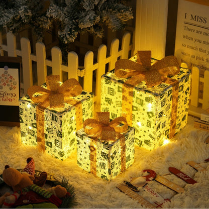 Remote Control LED Christmas Gift Box Lights – 3-Piece Glowing Holiday Decoration Set ✨