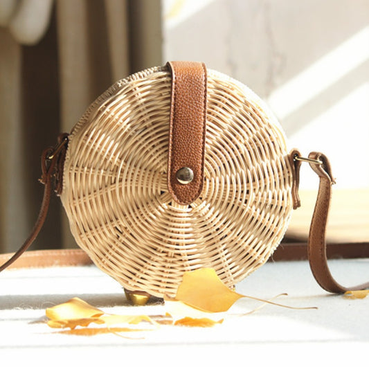 🌴 Bali Breeze Round Rattan Bag — Handcrafted Boho Crossbody for Effortless Island Chic ☀️✨