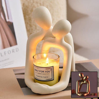 Loving Couple Resin Statue Candle Holder