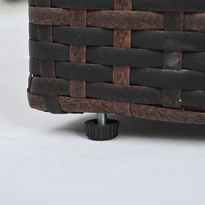 🖤 Noir Haven Rattan Lounge Set — 5-Piece Handwoven Outdoor Sofa with Cushions & Glass-Top Table ☀️✨