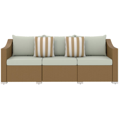 🌿 Olive Haven Rattan Sofa — 3-Seater Handwoven Lounge with Sage Green Cushions &amp; Natural Frame | Indoor &amp; Outdoor Serenity ☀️✨