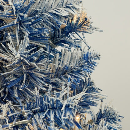✨ Pre-Lit Artificial Christmas Tree 4-Piece Set – Blue Frosted Tree, Garland, Wreath & Topiary  Premium Full Holiday Décor Collection