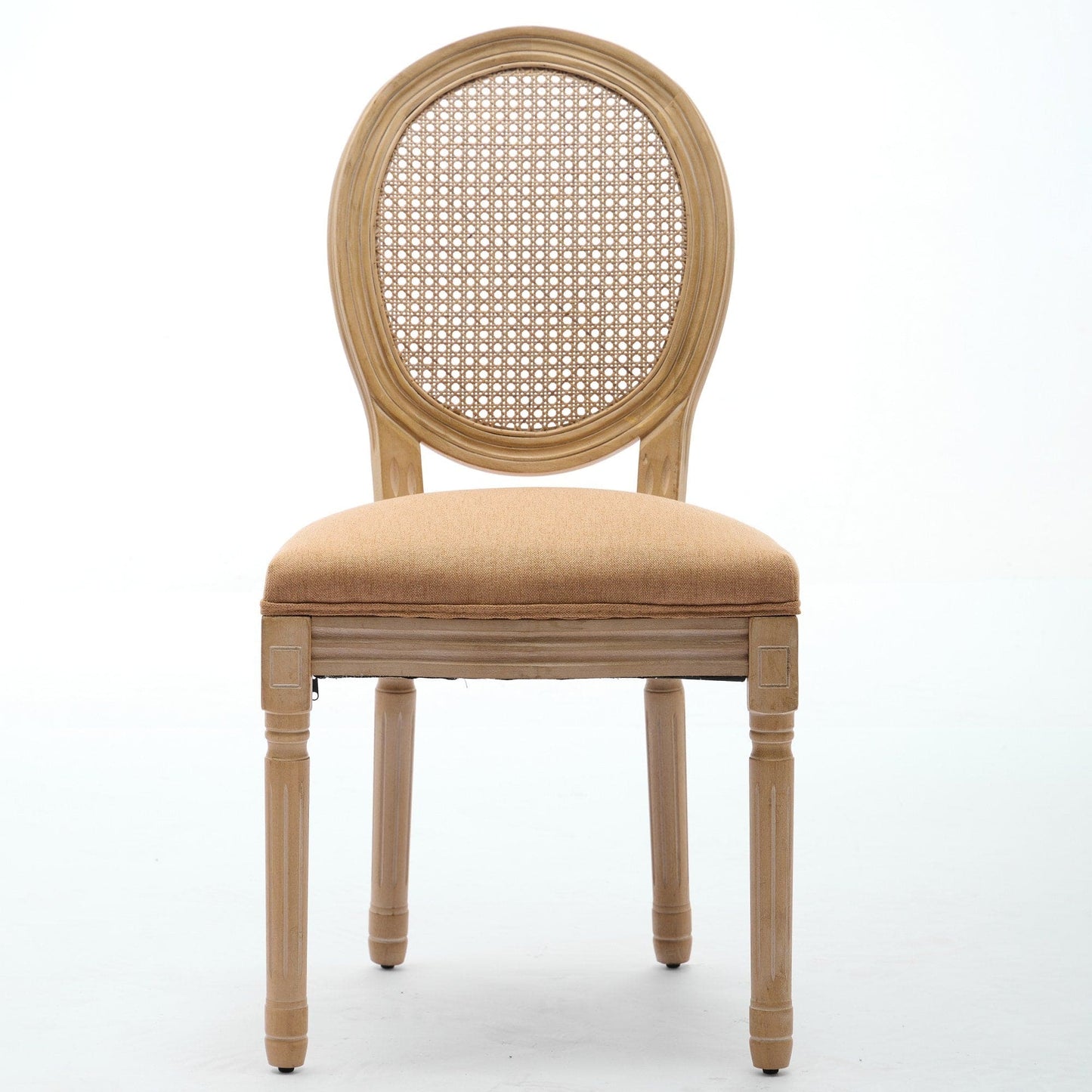 Charm Rattan Dining Chair (Tan Edition) — Set of 2 | Handcrafted French Elegance with Linen Comfort & Solid Wood Finish ✨🪵