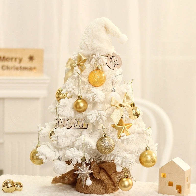 ✨ Luxury Pre-Lit White & Gold Christmas Tree – Elegant Holiday Decoration with Ornaments & Warm Lights