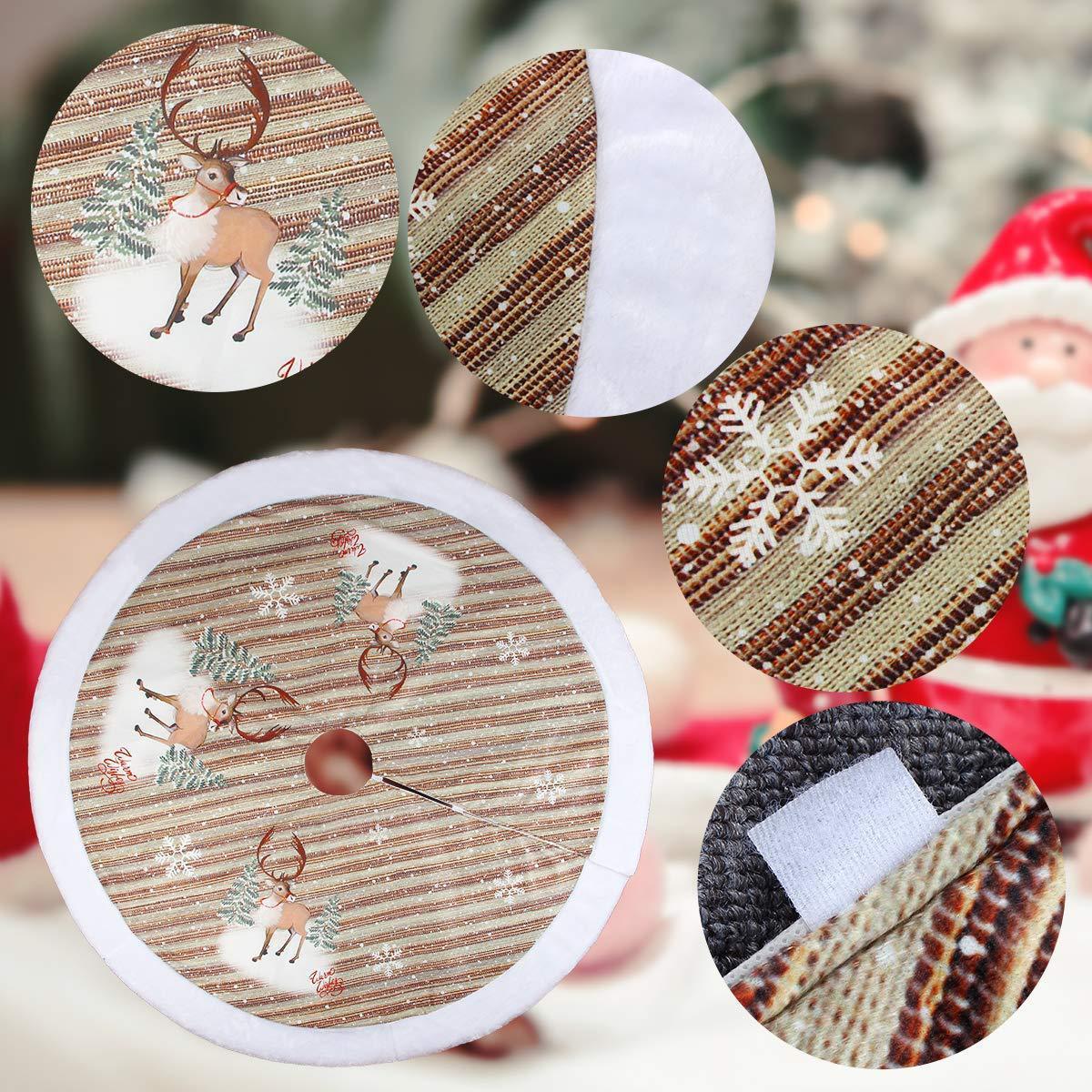 ✨ Flannel Christmas Tree Skirt – Santa Claus & Snowflake Print Cozy Tree Bottom Mat for Holiday Home Décor ❄️