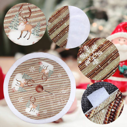 ✨ Flannel Christmas Tree Skirt – Santa Claus & Snowflake Print Cozy Tree Bottom Mat for Holiday Home Décor ❄️