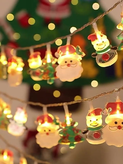 ✨ LED Christmas String Lights – Santa, Stocking & Tree Design  Battery/USB Powered Warm Fairy Lights for Holiday Décor