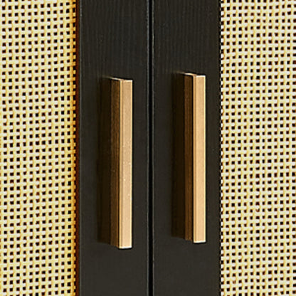 ✨ Side Panel Rattan Buffet Cabinet | Modern Storage Cabinet with Natural Rattan Doors & Adjustable Shelves