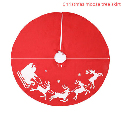 ✨ Classic Red Christmas Tree Skirt – Santa & Reindeer Print Holiday Decoration Mat for Festive Tree Base ❄️