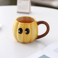 ✨ “Cute Ghost Mug – Halloween Pumpkin & Bat Ceramic Coffee Cup (450ml)”