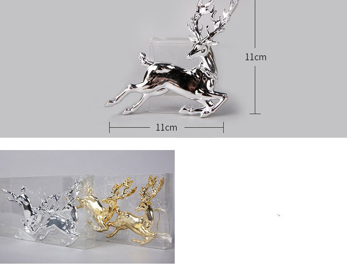 Cute Reindeer & Gingerbread Christmas Ornament Set  Modern Metallic Baubles & Star Charms for Tree Decoration