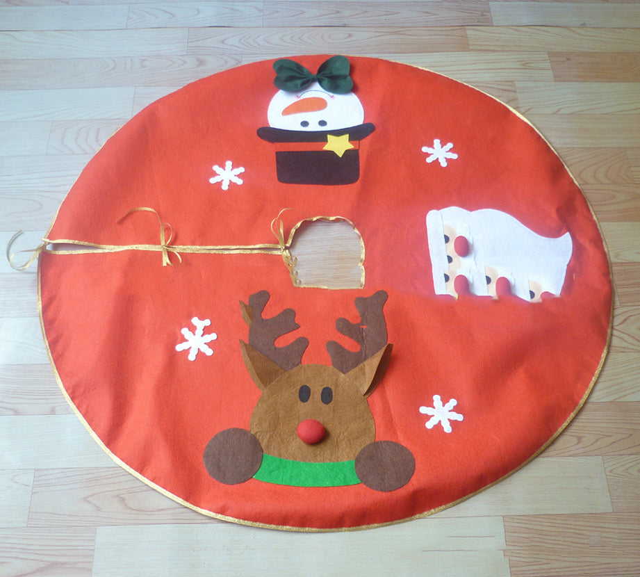 ✨ Classic Red Christmas Tree Skirt – Santa, Reindeer & Snowman Design | Festive Holiday Tree Base Mat ❄️