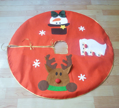 ✨ Classic Red Christmas Tree Skirt – Santa, Reindeer & Snowman Design | Festive Holiday Tree Base Mat ❄️